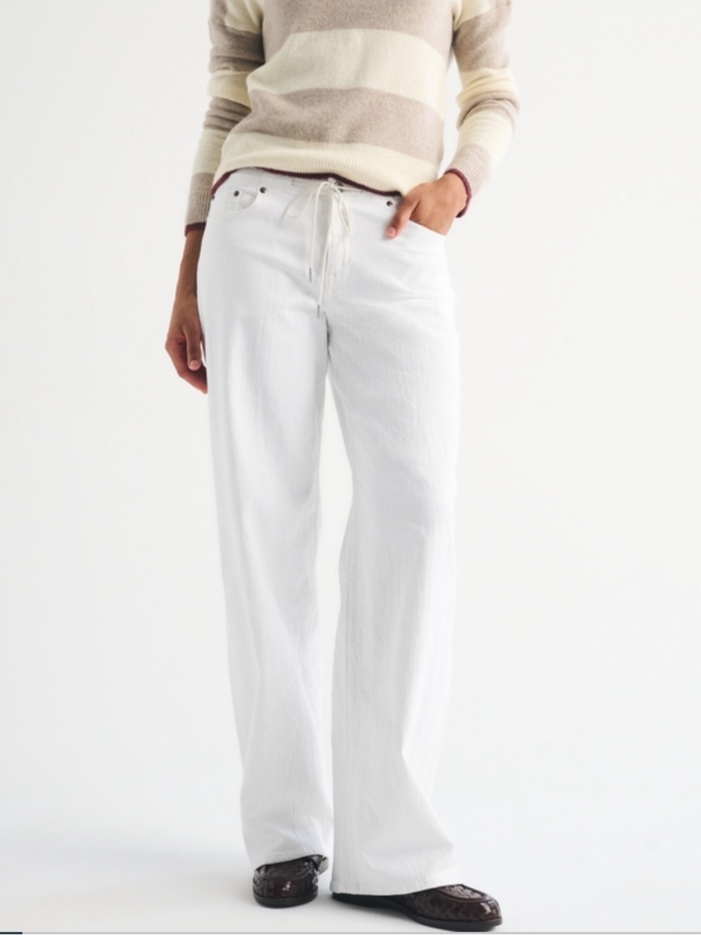 Abercrombie & Fitch curve, love low rise linen blend ultra loose denim